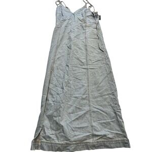 Universal Thread Skirt Womens Small Denim Midi‎ Elastic Waist Drawstring Hem